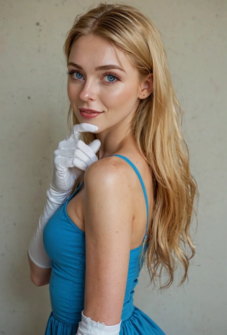 Cindy in her blue dress photo 4