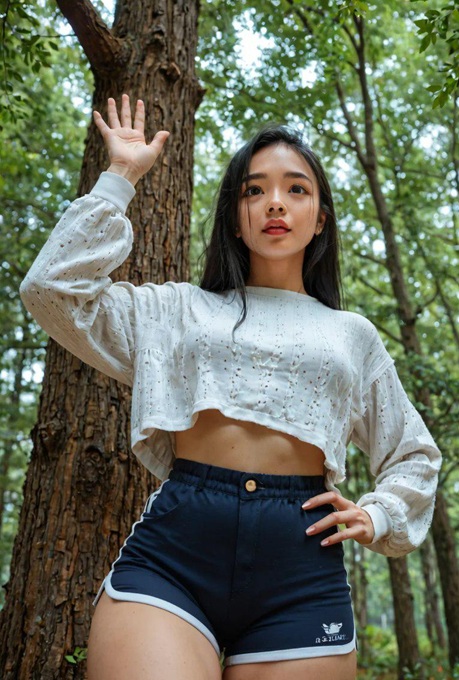 Yumi posing outdoors in the forest photo 3